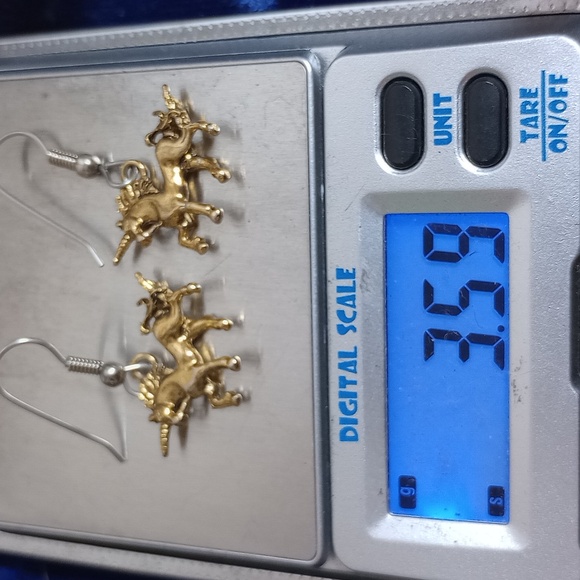 Goldtone Unicorn Dangle Earrings - Picture 9 of 11